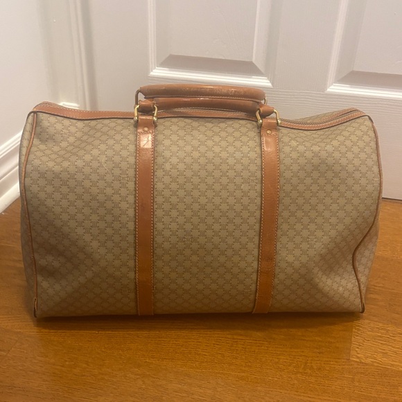 Celine Leather-Trim large Brown Patterned Travel Duffel Bag - Picture 5 of 9